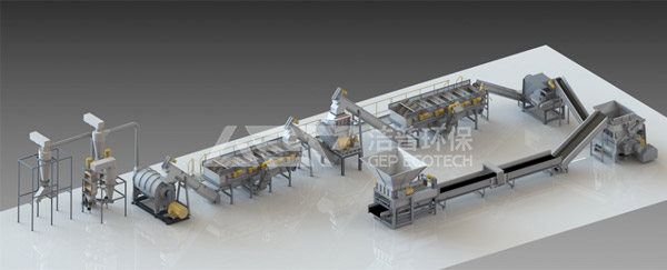 廢舊塑料破碎機(jī)生產(chǎn)線，廢舊HDPE瓶回收清洗線處理系統(tǒng)