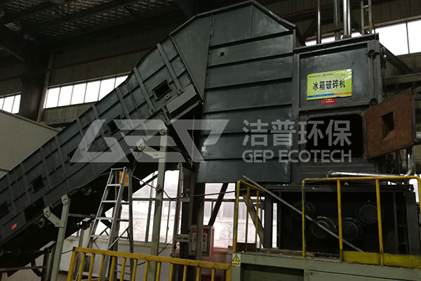 智能電子垃圾破碎機(jī)生產(chǎn)線,舊家電拆解破碎處理流程現(xiàn)場(chǎng)